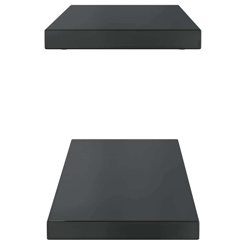 2 db fekete rozsdamentes acél fali polc 75 x 23,5 cm