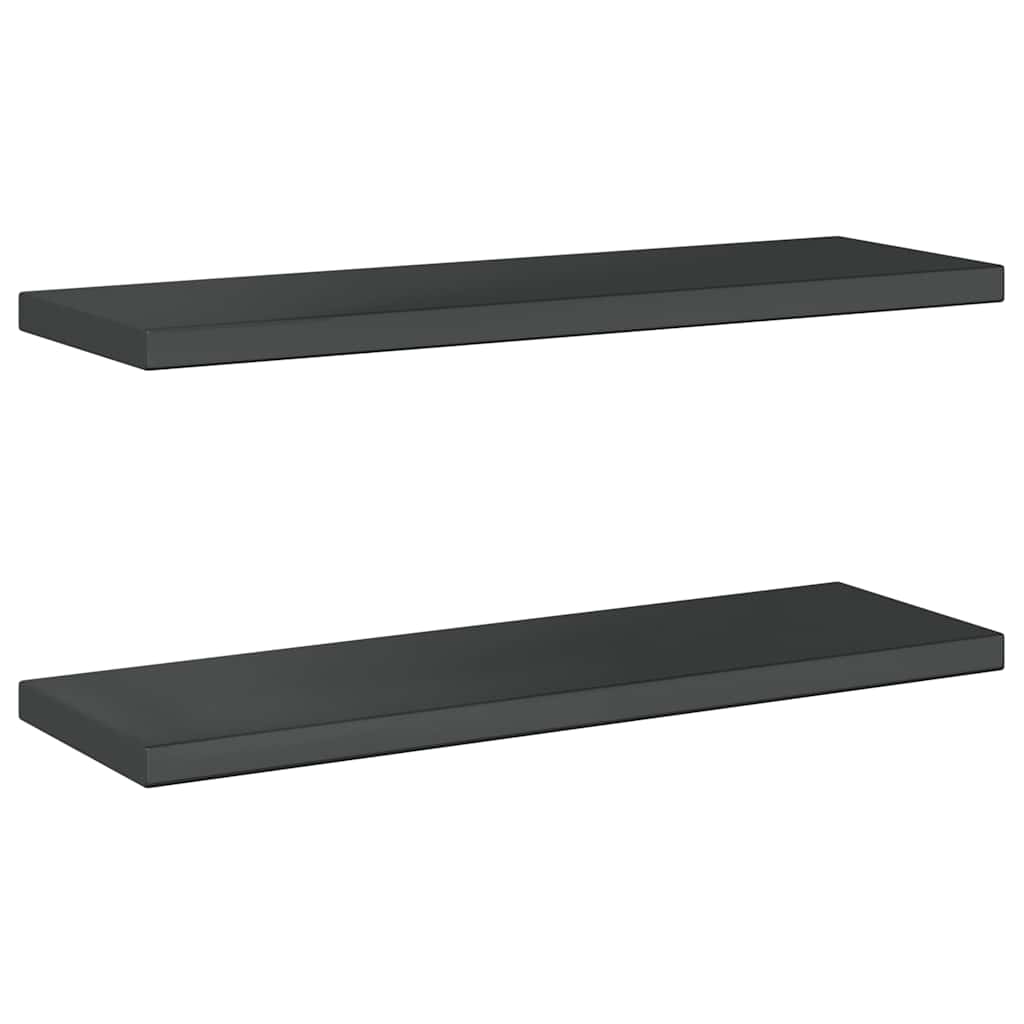 2 db fekete rozsdamentes acél fali polc 75 x 23,5 cm