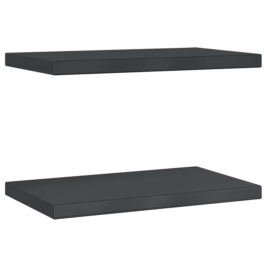 2 db fekete rozsdamentes acél fali polc 50 x 30 cm