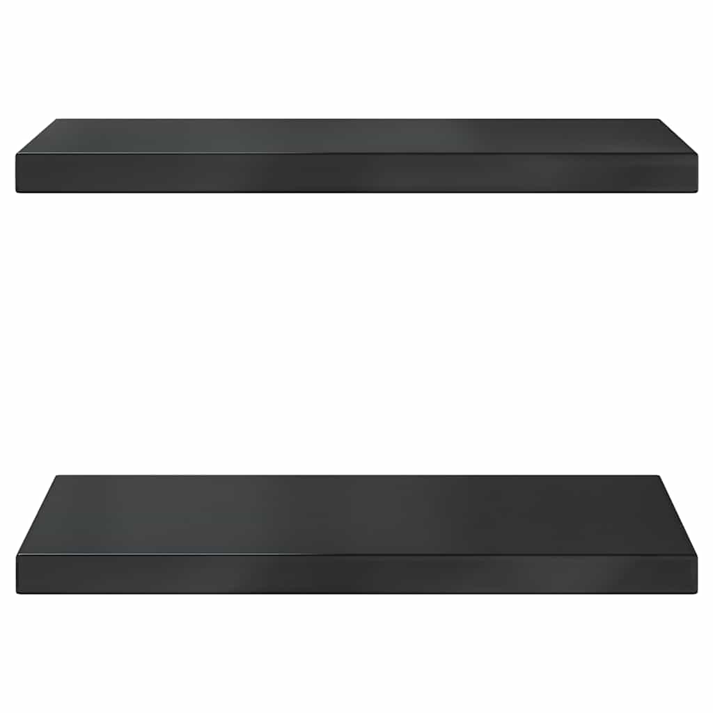 2 db fekete rozsdamentes acél fali polc 50 x 30 cm