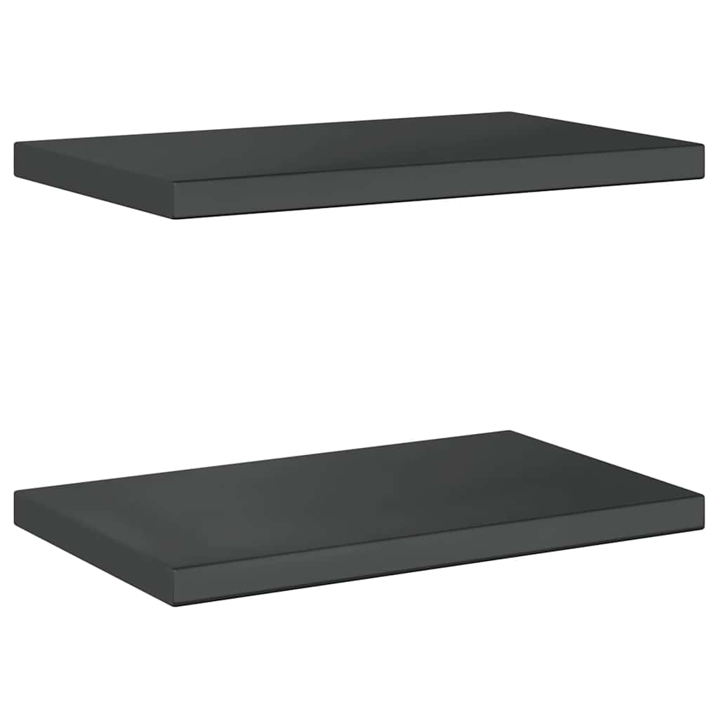 2 db fekete rozsdamentes acél fali polc 50 x 30 cm
