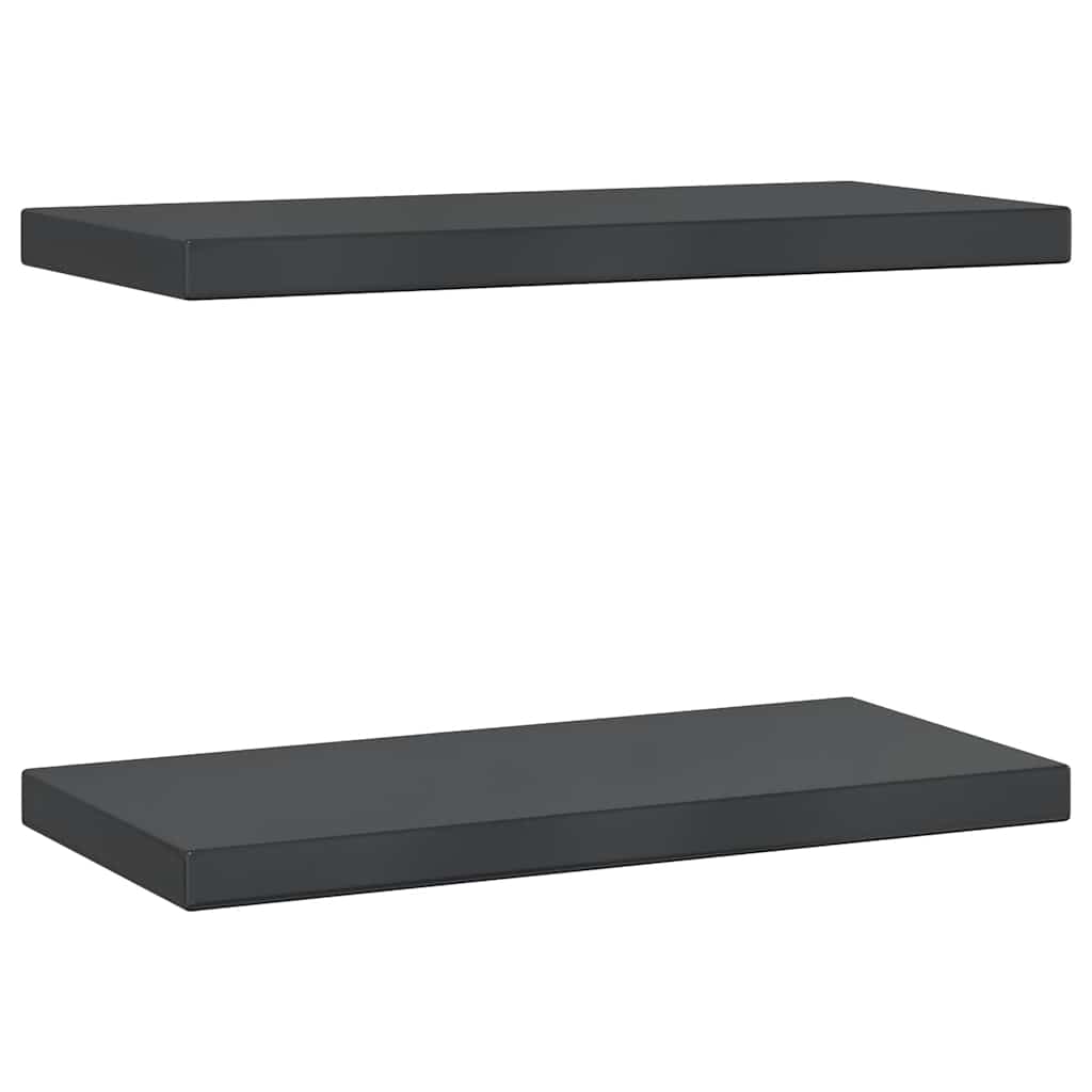 2 db fekete rozsdamentes acél fali polc 50 x 23,5 cm