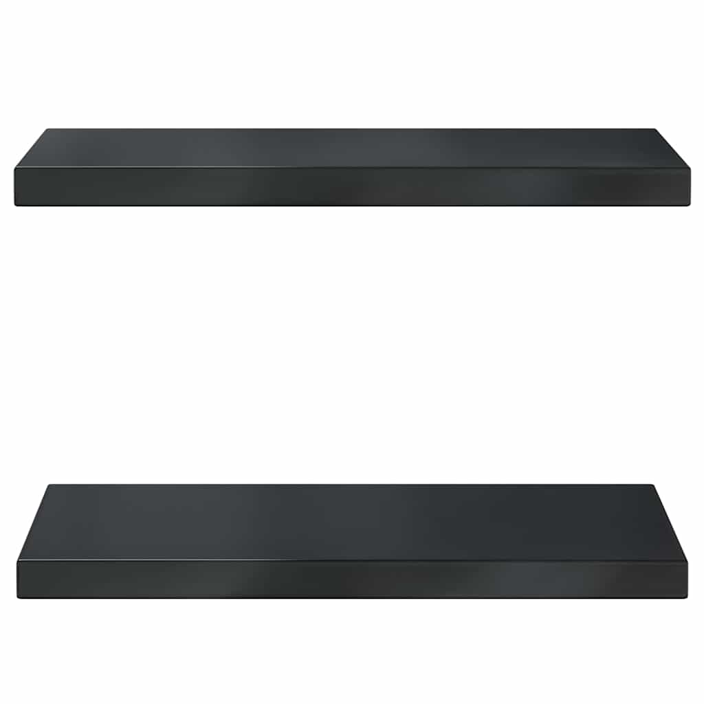 2 db fekete rozsdamentes acél fali polc 50 x 23,5 cm