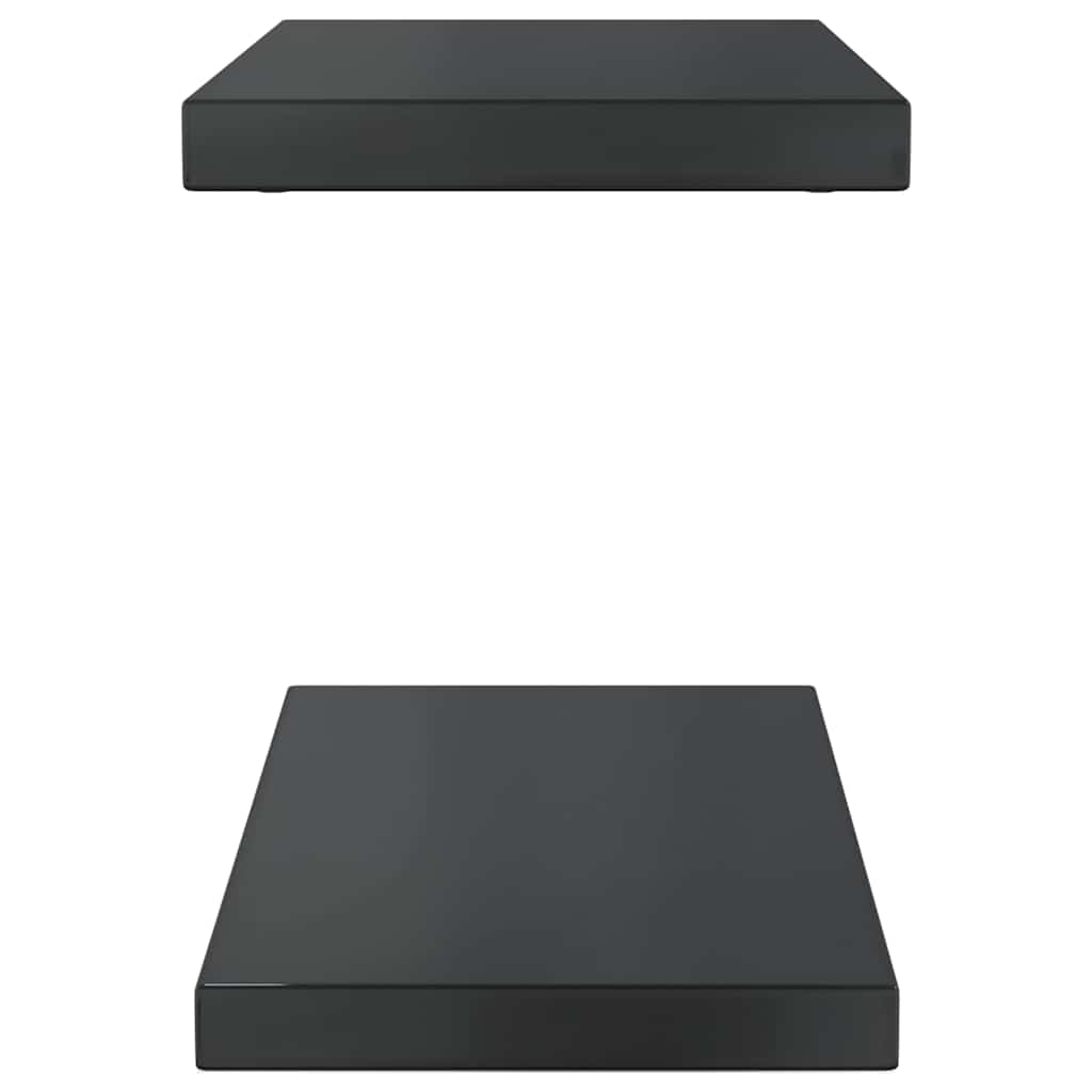 2 db fekete rozsdamentes acél fali polc 50 x 23,5 cm