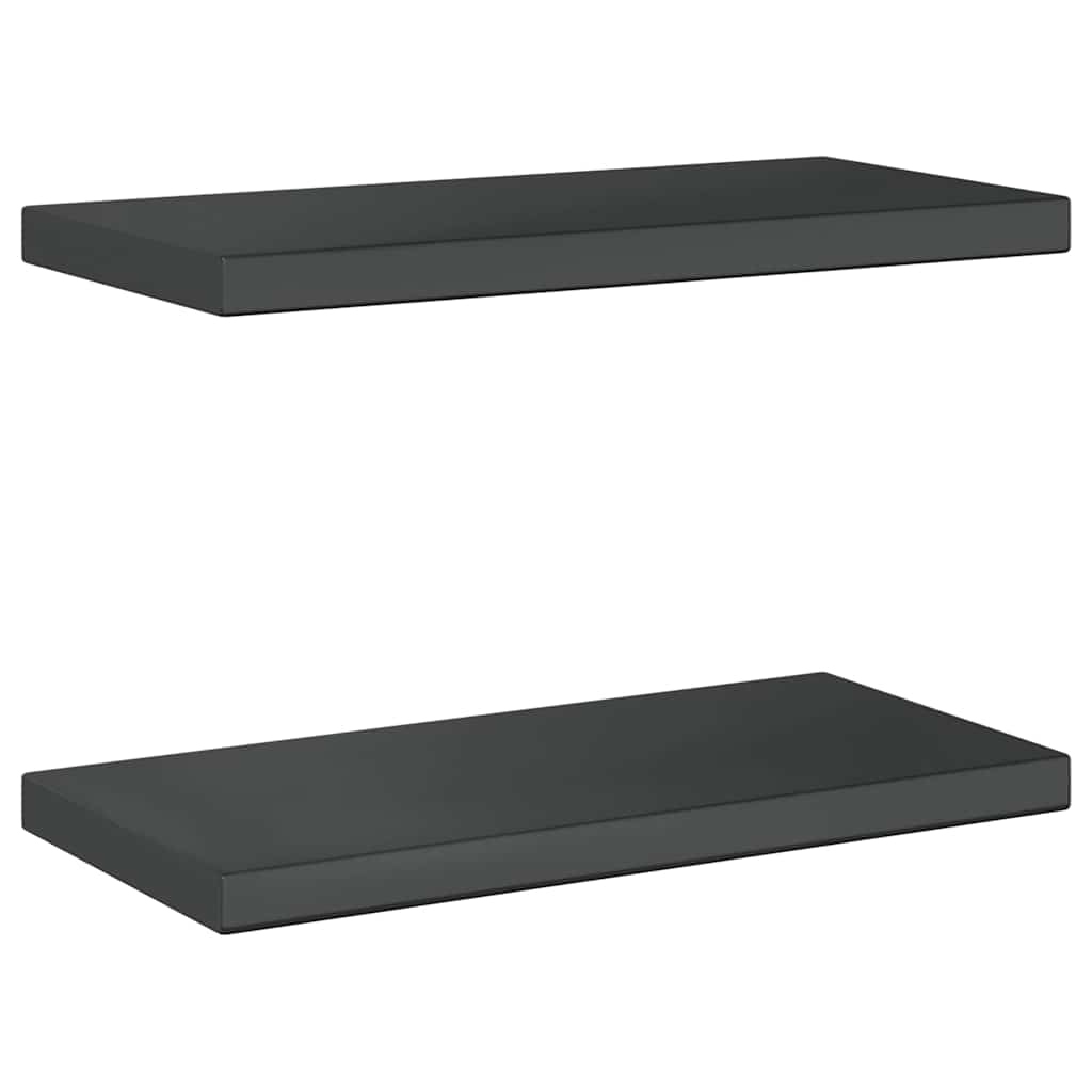 2 db fekete rozsdamentes acél fali polc 50 x 23,5 cm