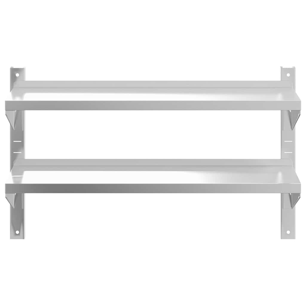 2 szintes ezüst rozsdamentes acél fali polc 100 x 23,5 x 60 cm