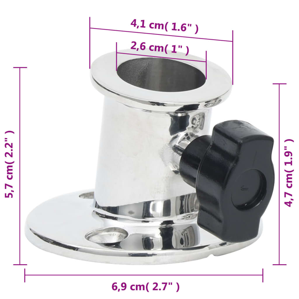 2 db rozsdamentes acél kerek bimini alj 26 mm-es csőhöz