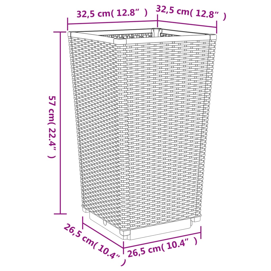 2 db világosszürke polipropilén kerti virágláda 32,5x32,5x57 cm
