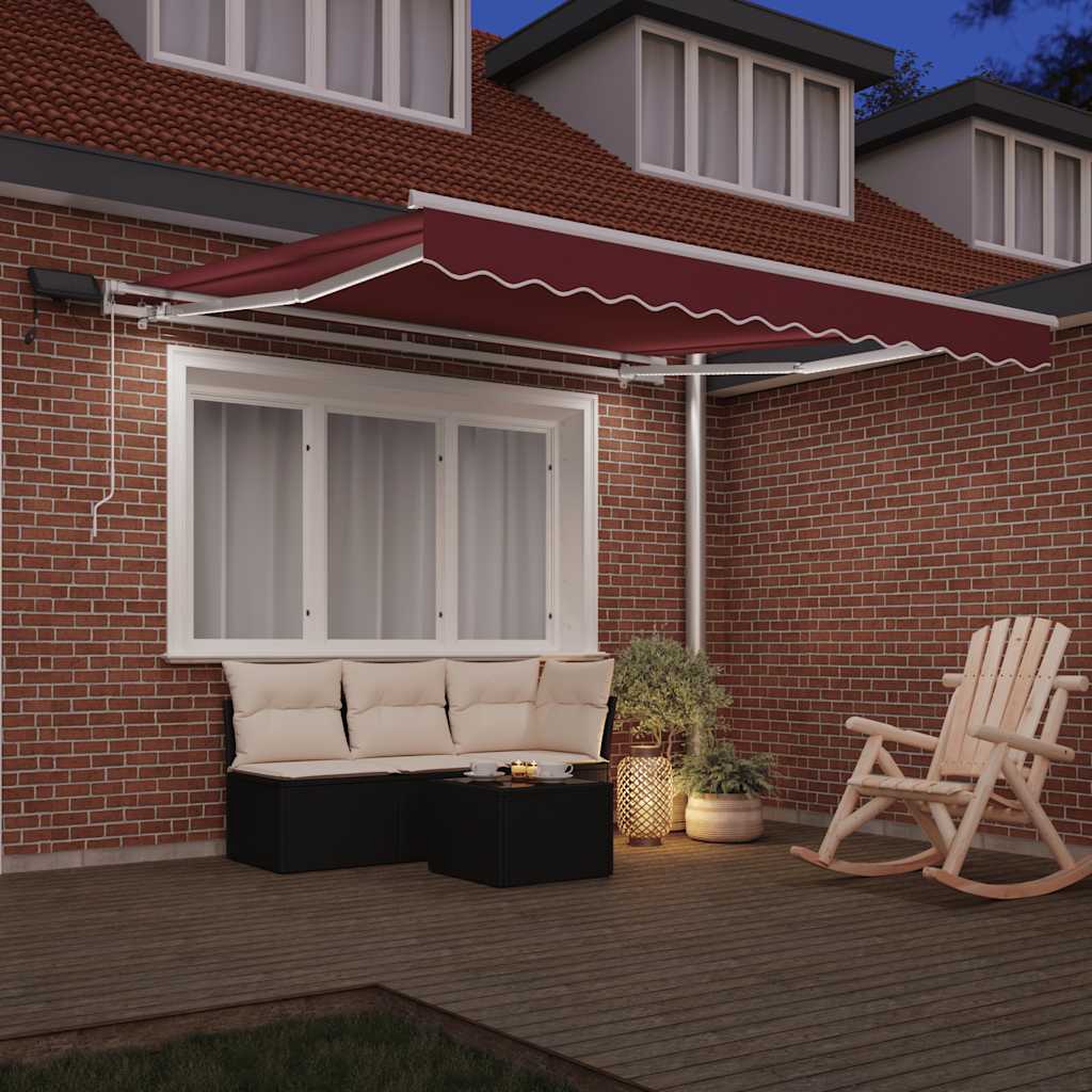burgundi vörös kézzel kihúzható LED-es napellenző 300 x 250 cm
