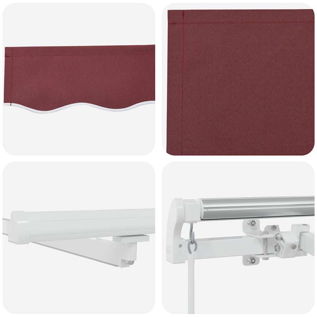 burgundi vörös kézzel kihúzható LED-es napellenző 300 x 250 cm