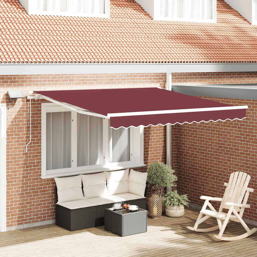 burgundi vörös kézzel kihúzható LED-es napellenző 300 x 250 cm