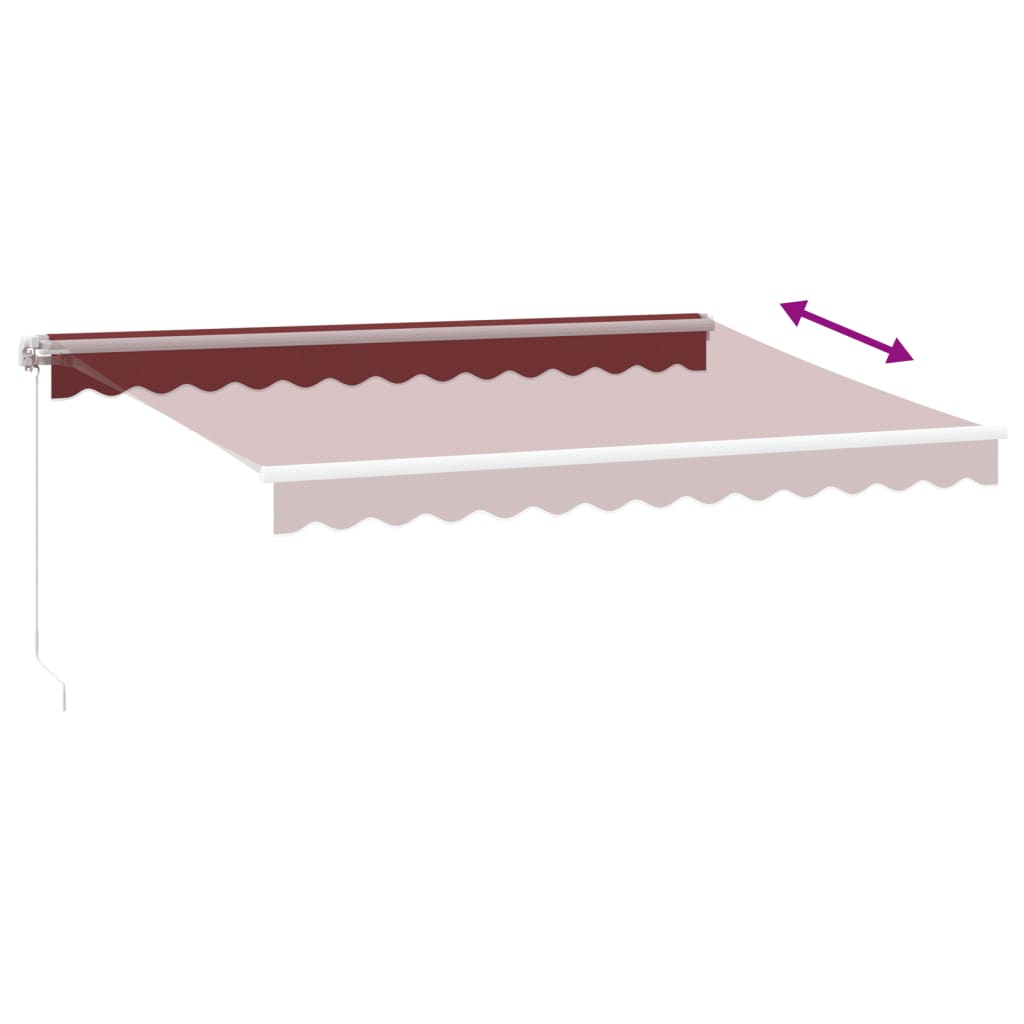 burgundi vörös kézzel kihúzható LED-es napellenző 350 x 250 cm