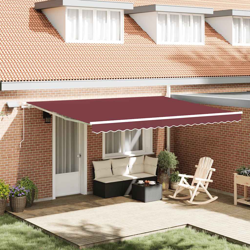 burgundi vörös kézzel kihúzható LED-es napellenző 450 x 300 cm