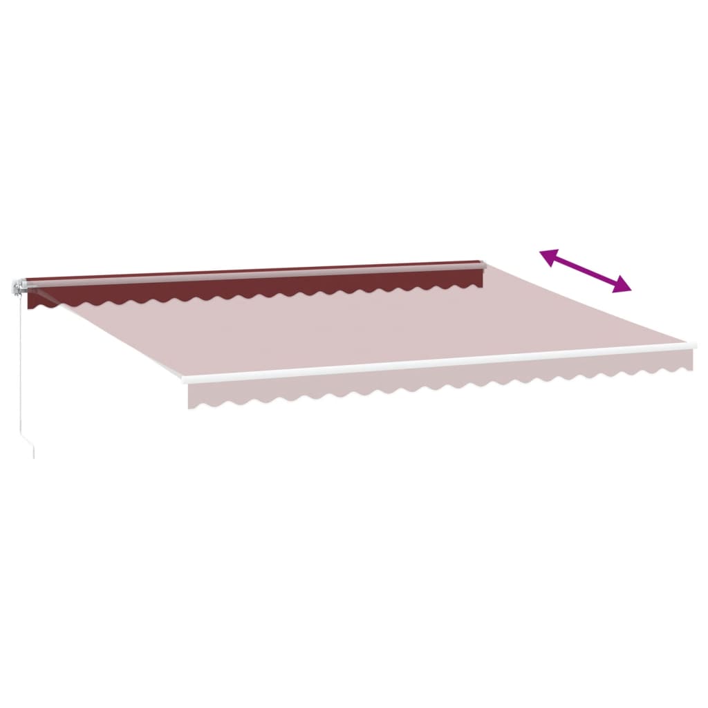 burgundi vörös kézzel kihúzható LED-es napellenző 500 x 350 cm