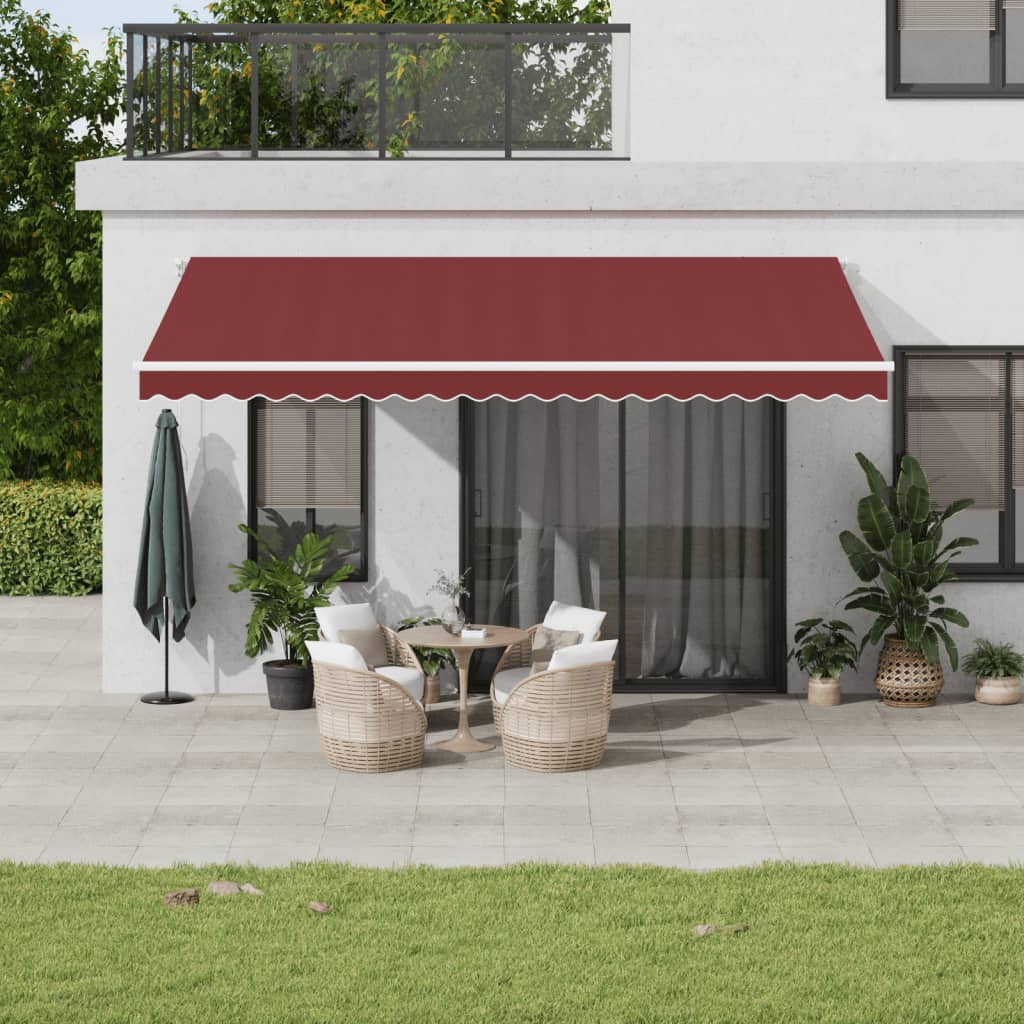 burgundi vörös kézzel kihúzható LED-es napellenző 500 x 350 cm