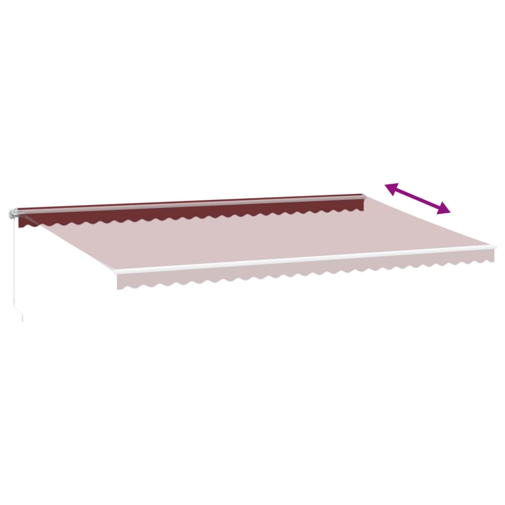 burgundi vörös kézzel kihúzható LED-es napellenző 600 x 350 cm