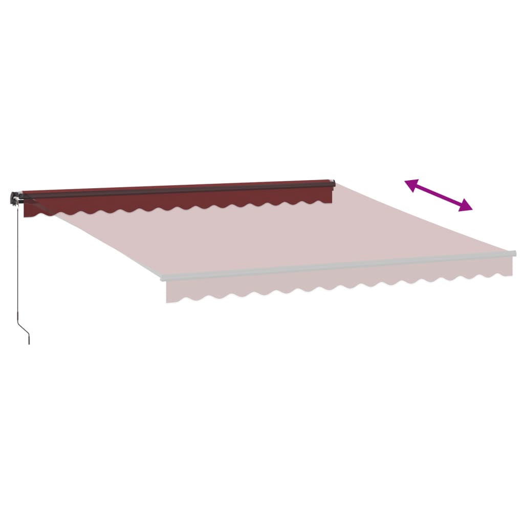 burgundi vörös kézzel kihúzható LED-es napellenző 400 x 350 cm