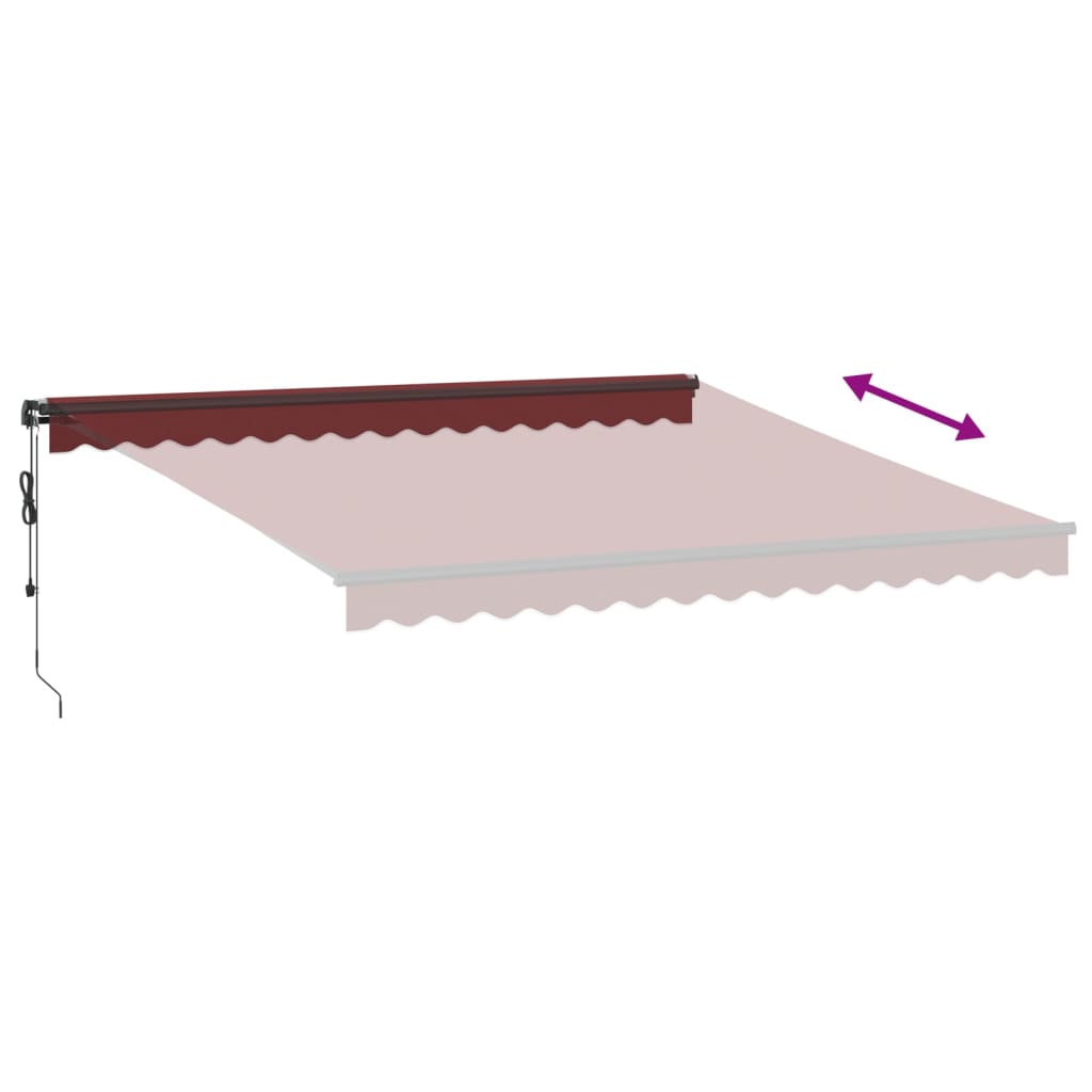 burgundi vörös automata kihúzható LED-es napellenző 400x350 cm