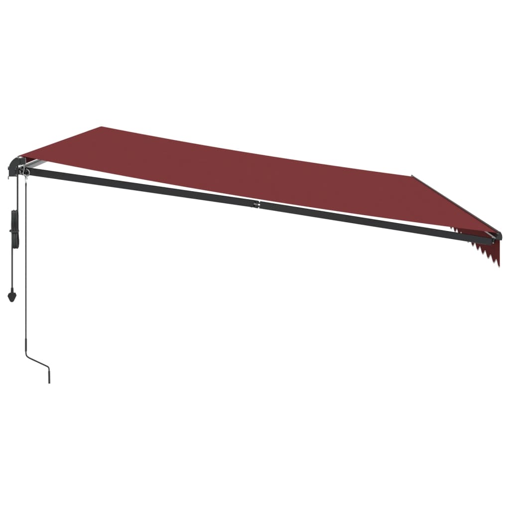 burgundi vörös automata kihúzható LED-es napellenző 500x350 cm
