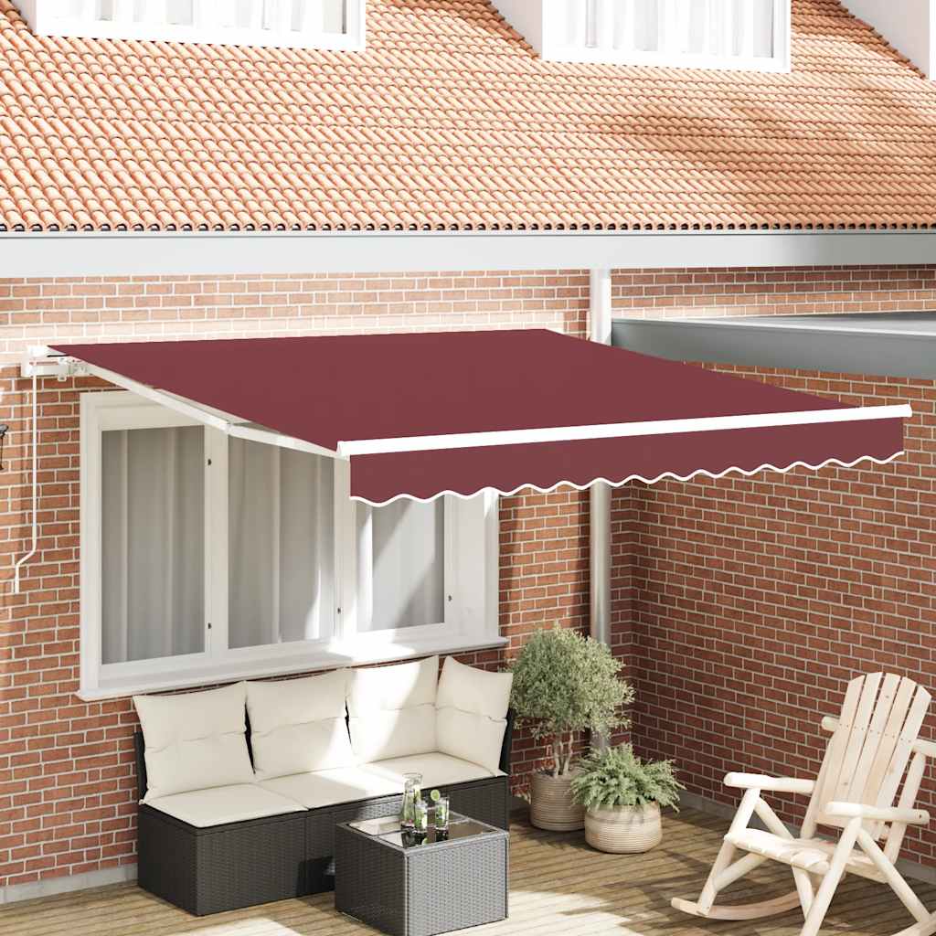 burgundi vörös kézzel kihúzható napellenző 300 x 250 cm