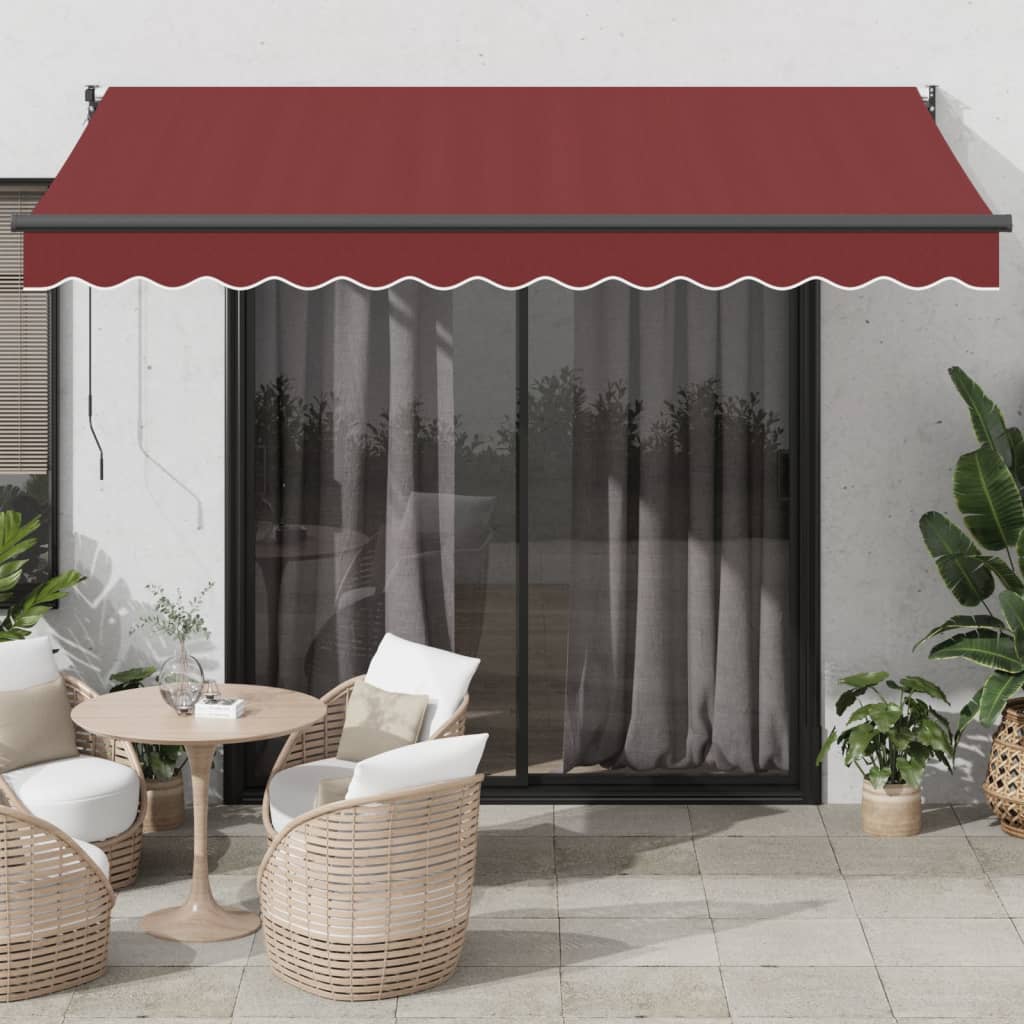 burgundi vörös kézzel kihúzható napellenző 350 x 250 cm