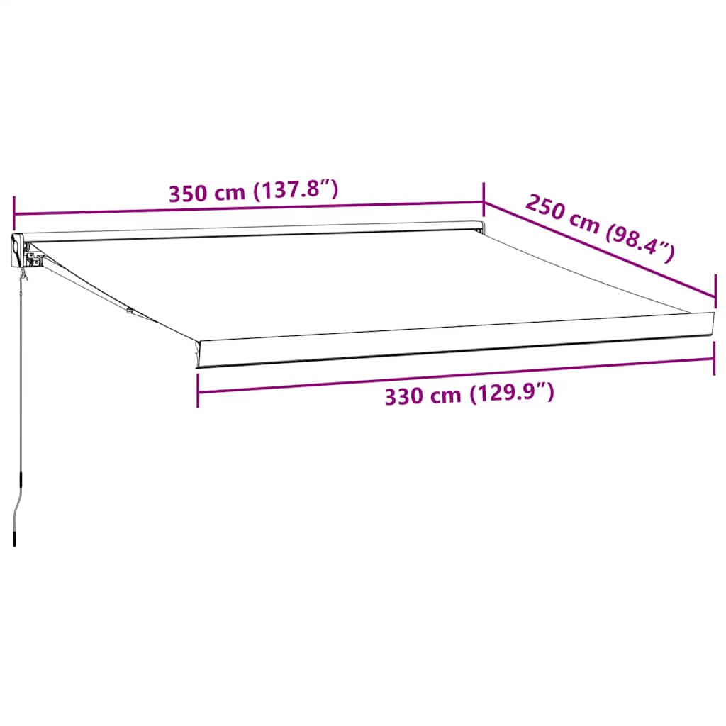 burgundi vörös kézzel kihúzható napellenző 350 x 250 cm