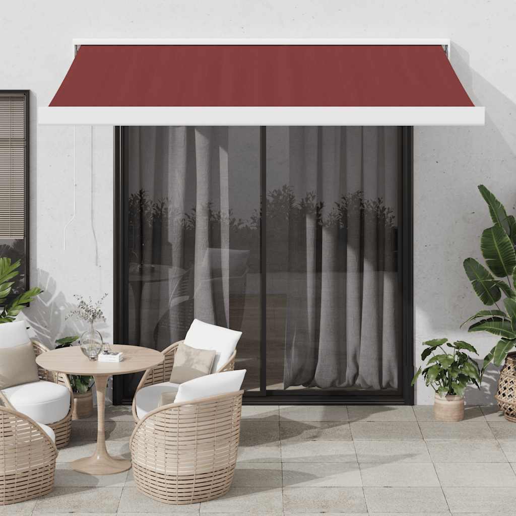 burgundi vörös kézzel kihúzható napellenző 350 x 250 cm