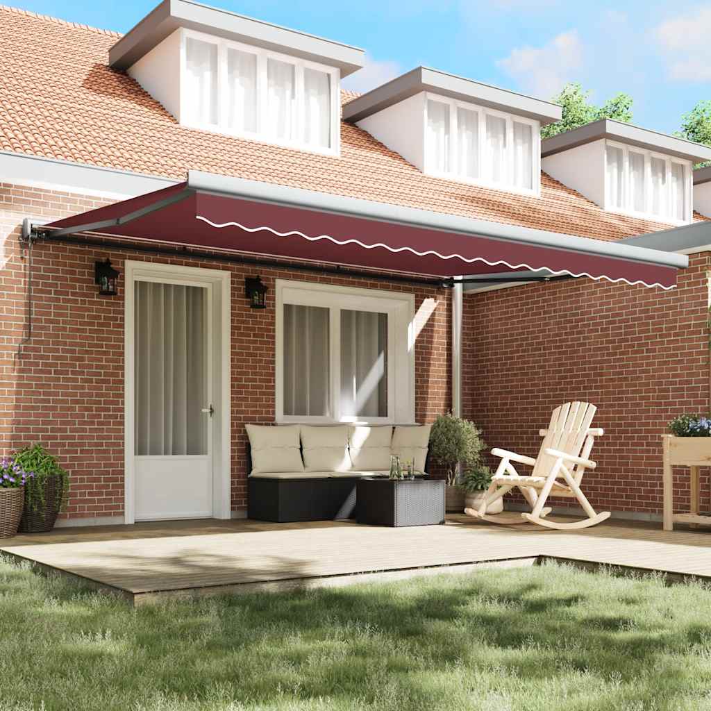burgundi vörös automata behúzható napellenző 450 x 300 cm