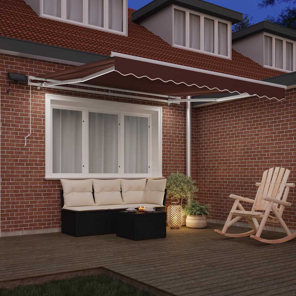 barna kézzel kihúzható LED-es napellenző 300 x 250 cm