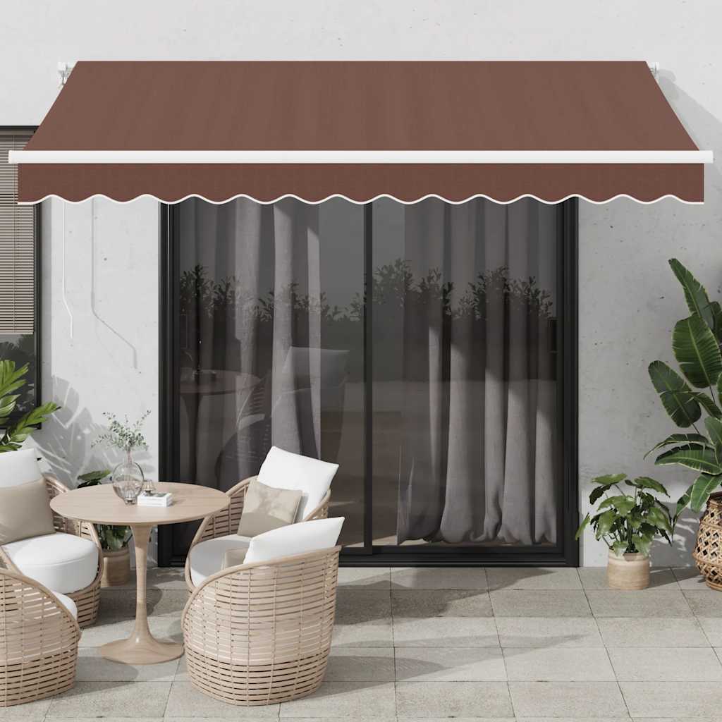 barna kézzel kihúzható LED-es napellenző 350 x 250 cm