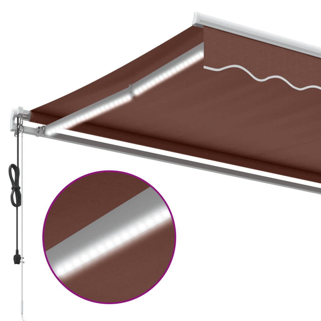 barna automata kihúzható LED-es napellenző 350 x 250 cm