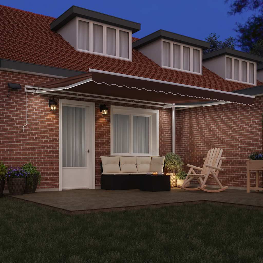 barna kézzel kihúzható LED-es napellenző 450 x 300 cm