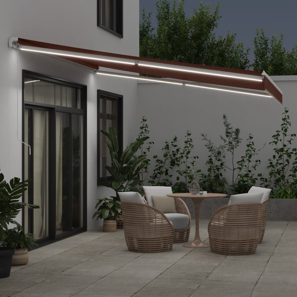 barna kézzel kihúzható LED-es napellenző 400 x 350 cm