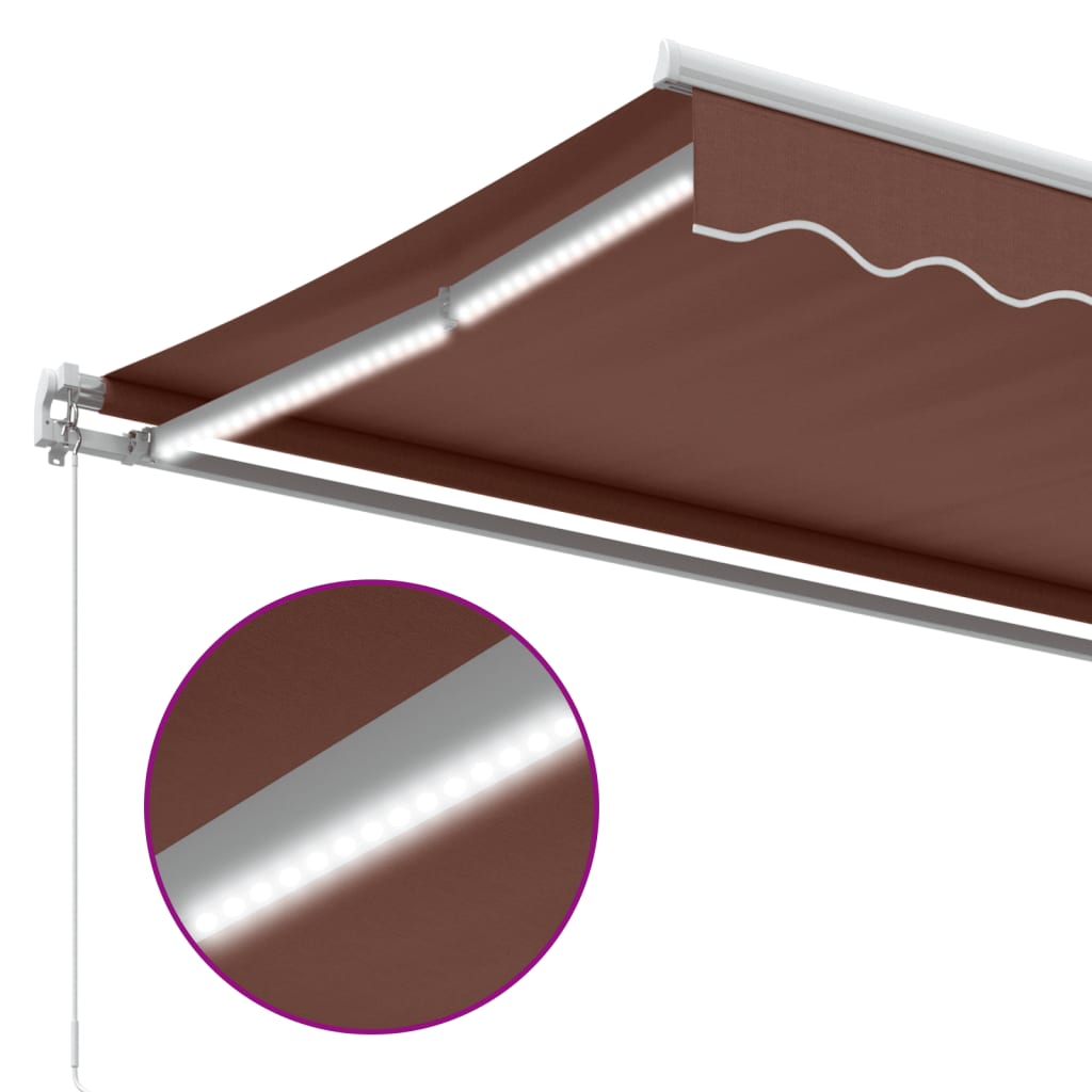 barna kézzel kihúzható LED-es napellenző 500 x 350 cm