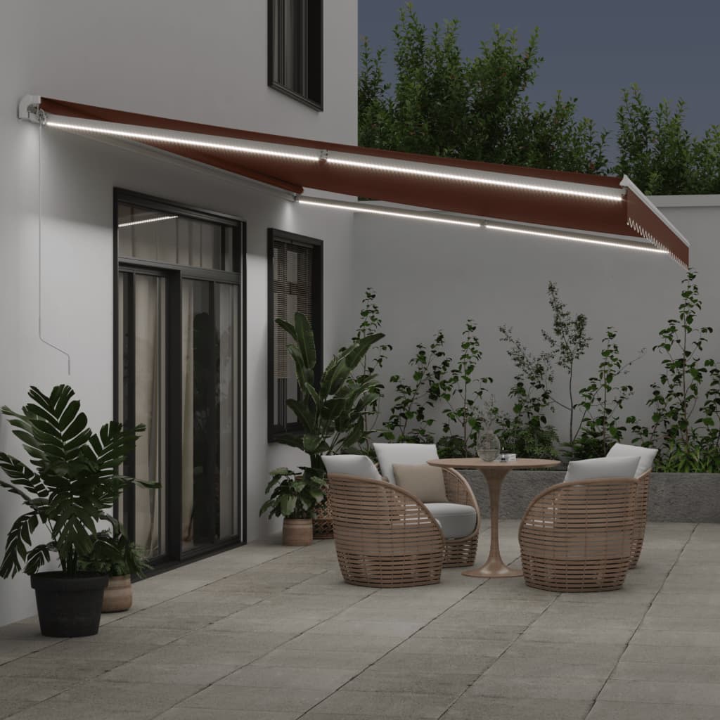 barna kézzel kihúzható LED-es napellenző 600 x 350 cm