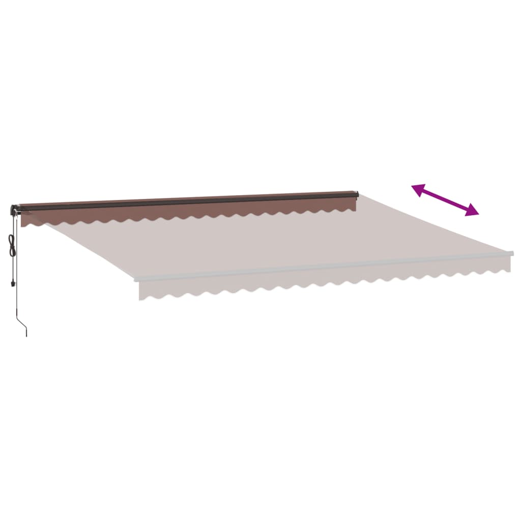 barna automata kihúzható LED-es napellenző 500x350 cm