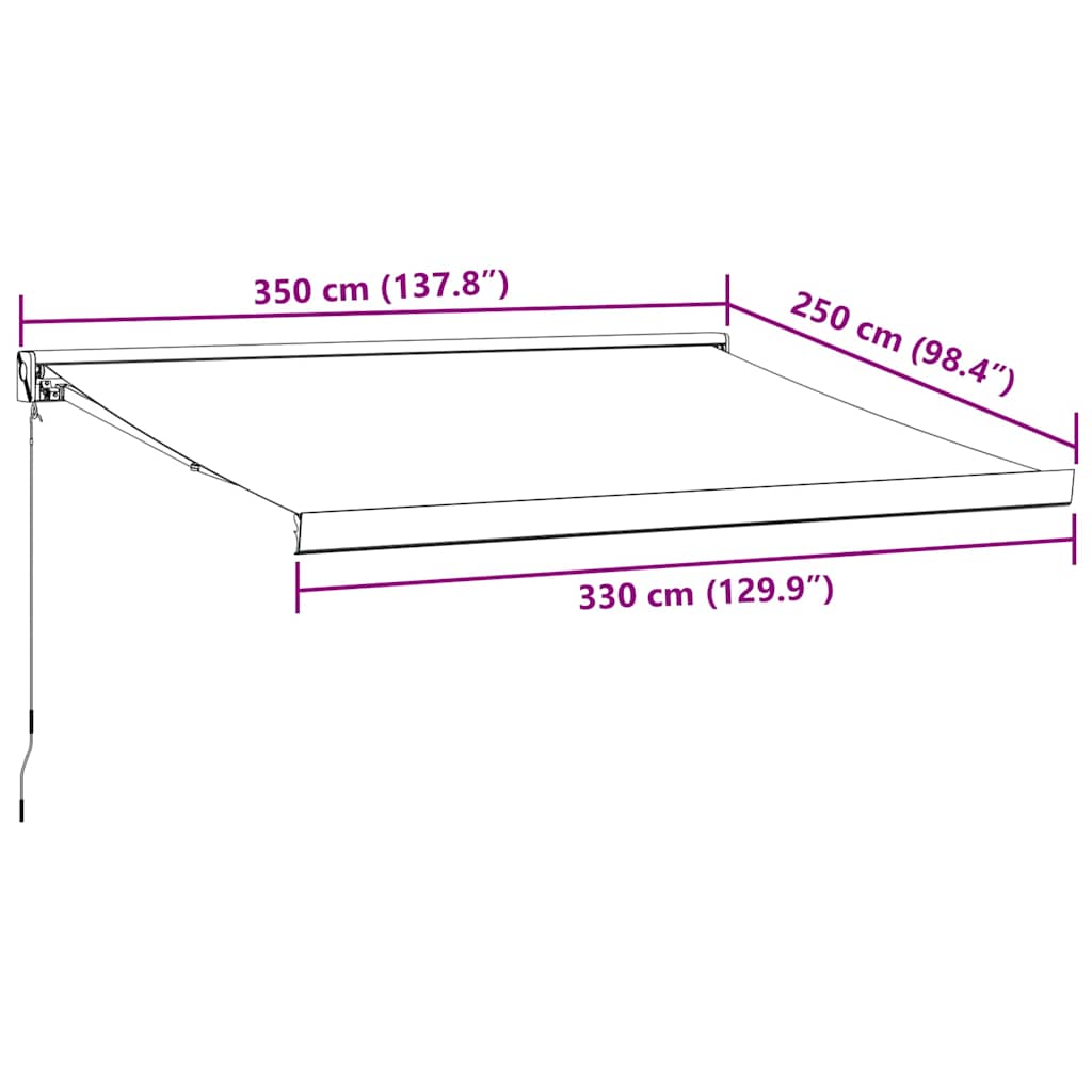 barna kézzel kihúzható napellenző 350 x 250 cm