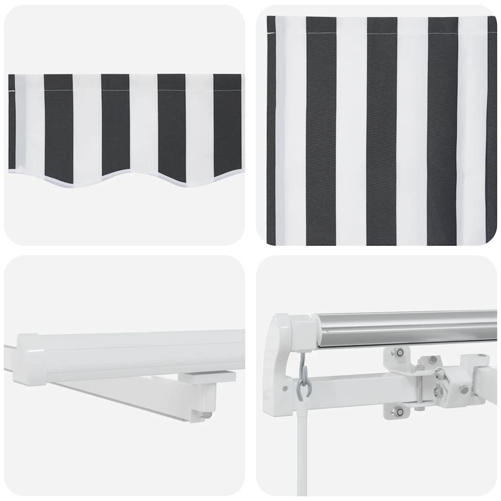 antracitszürke-fehér LED-es kézi napellenző 300 x 250 cm