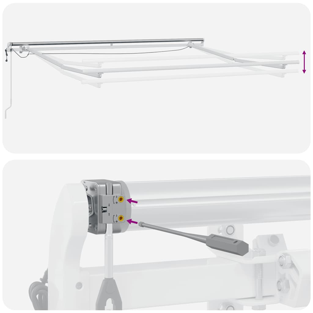 antracit-fehér automata kihúzható napellenző LED-del 300x250 cm
