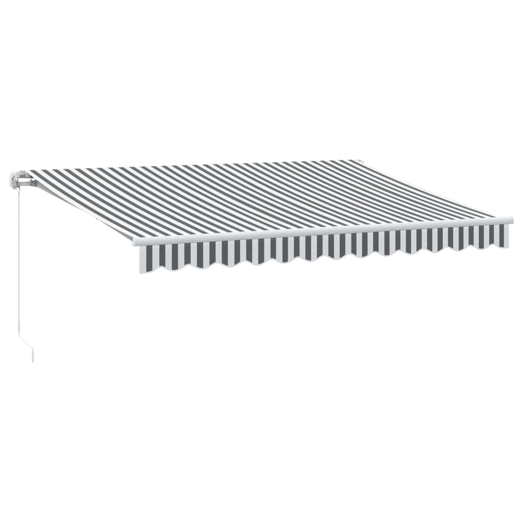antracitszürke-fehér LED-es kézi napellenző 350 x 250 cm