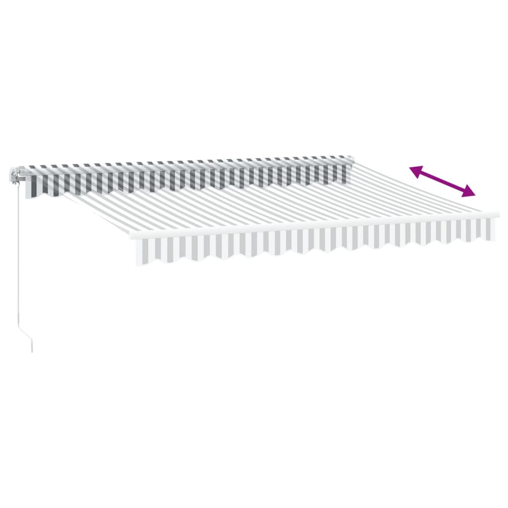 antracitszürke-fehér LED-es kézi napellenző 350 x 250 cm