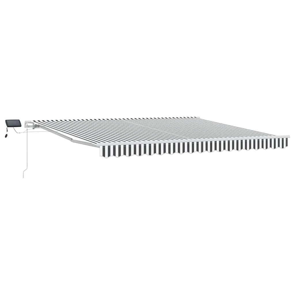 antracitszürke-fehér LED-es kézi napellenző 400 x 300 cm