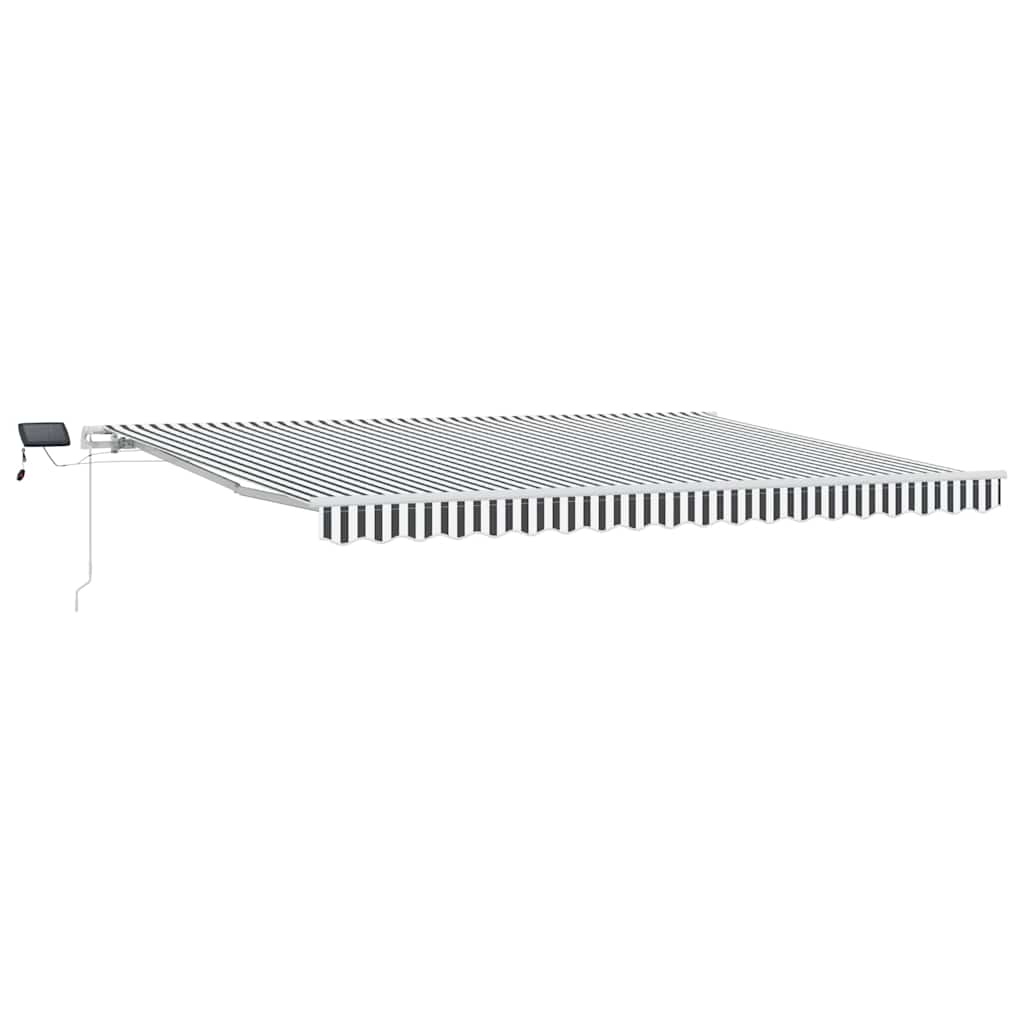 antracitszürke-fehér LED-es kézi napellenző 450 x 300 cm