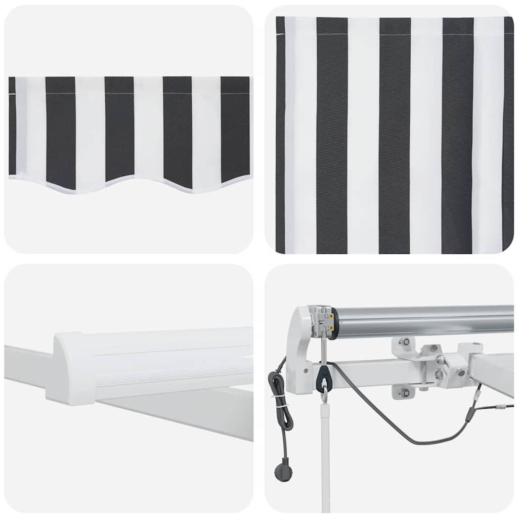 antracitszürke-fehér LED-es automata napellenző 450 x 300 cm