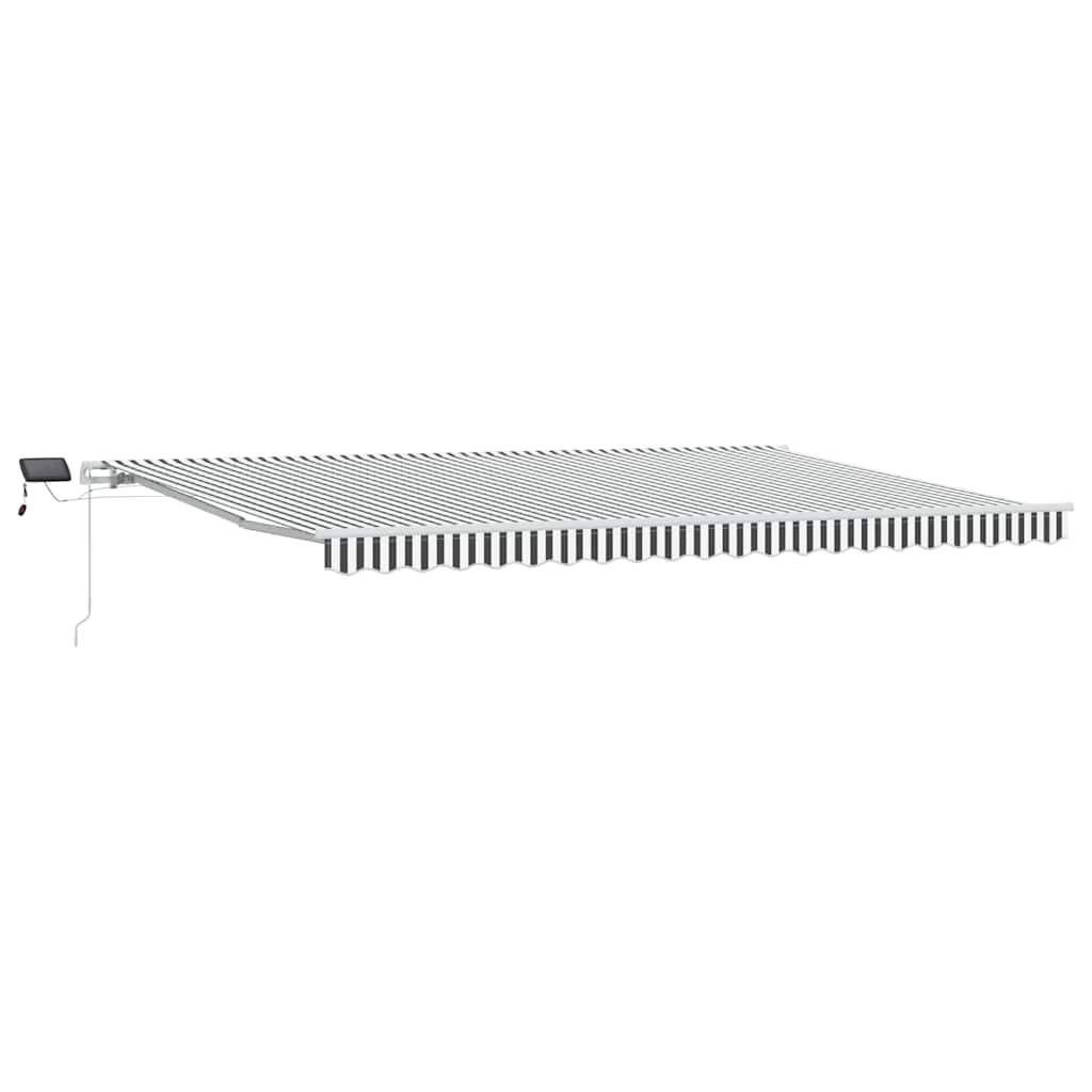 antracitszürke-fehér LED-es kézi napellenző 500 x 300 cm