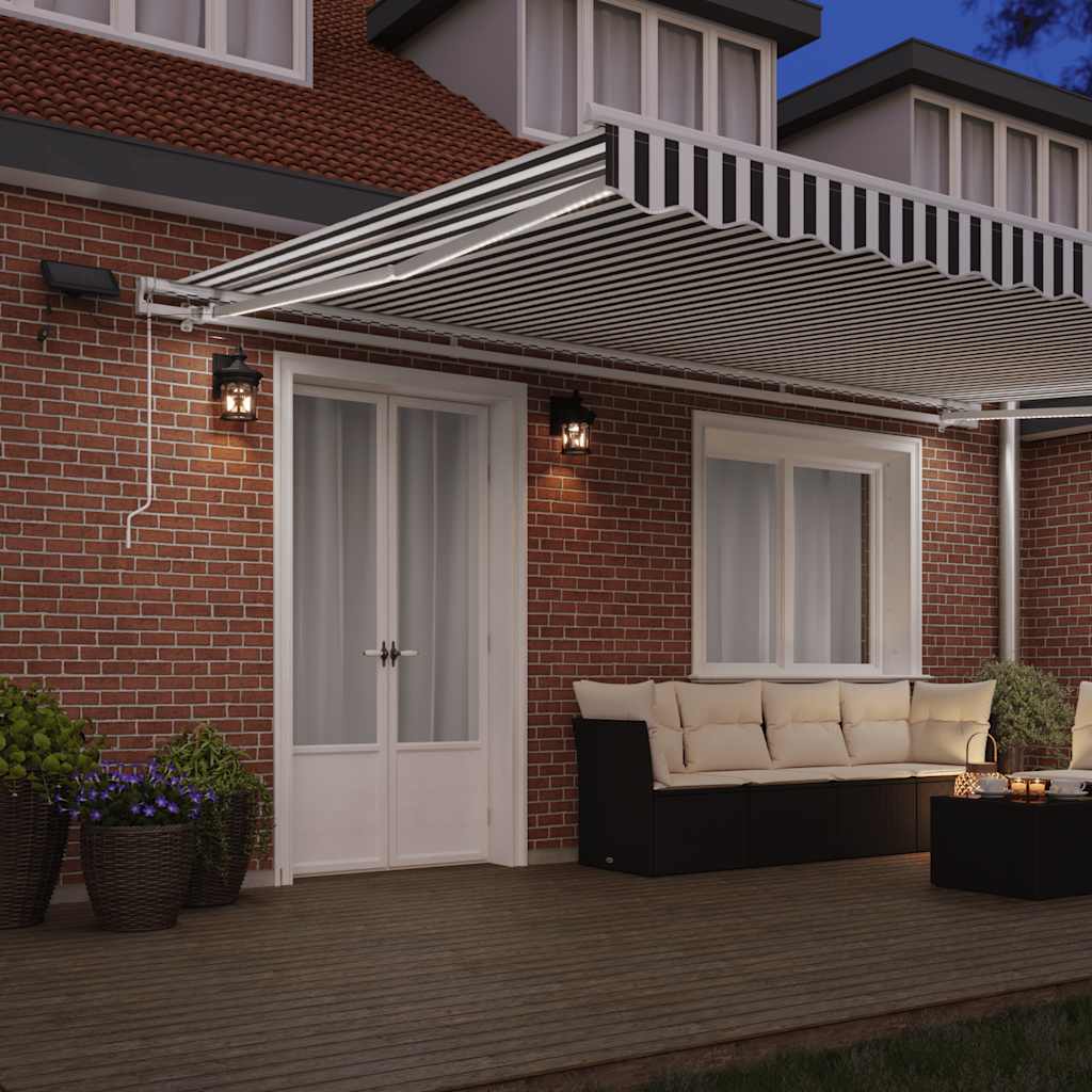 antracitszürke-fehér LED-es kézi napellenző 500 x 300 cm