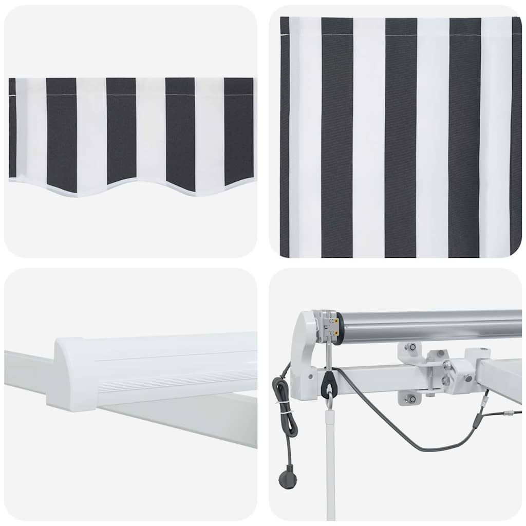 antracitszürke-fehér LED-es automata napellenző 500 x 300 cm