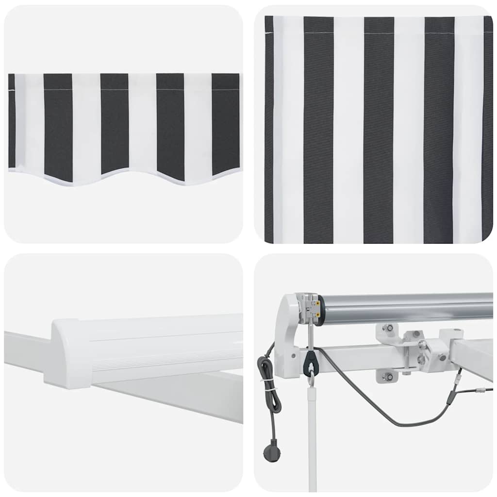 antracitszürke-fehér LED-es automata napellenző 600 x 300 cm