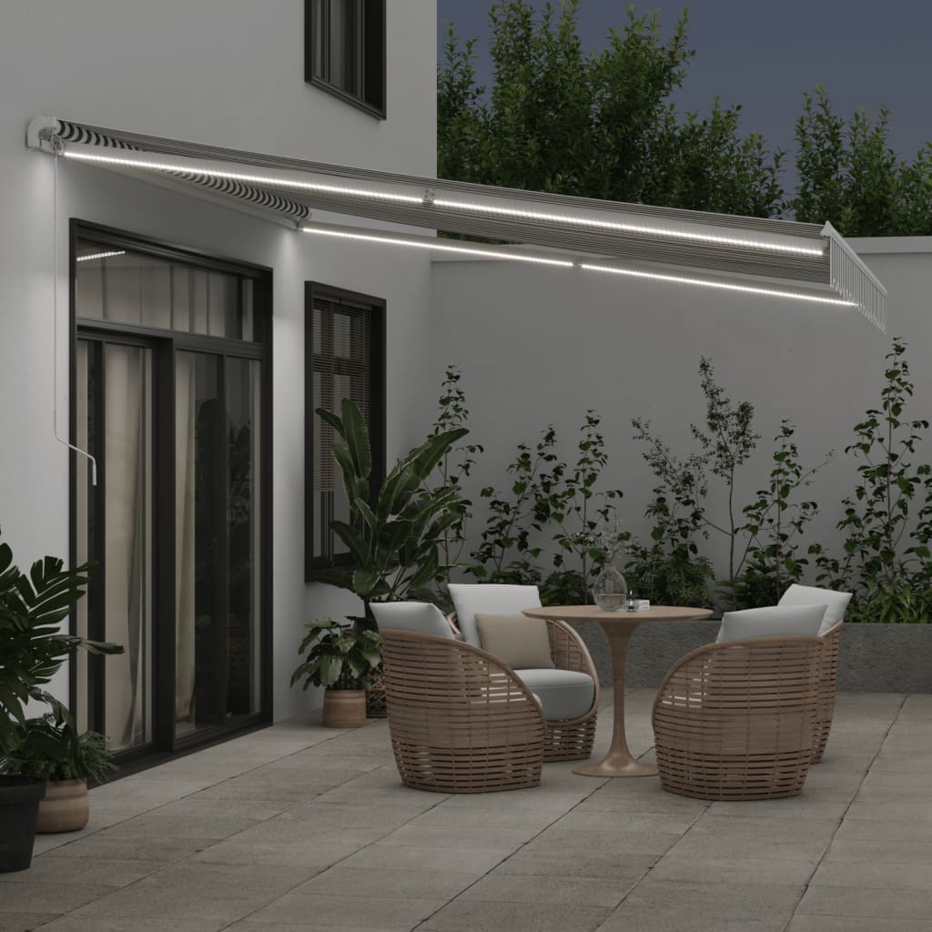 antracitszürke-fehér LED-es kézi napellenző 400 x 350 cm