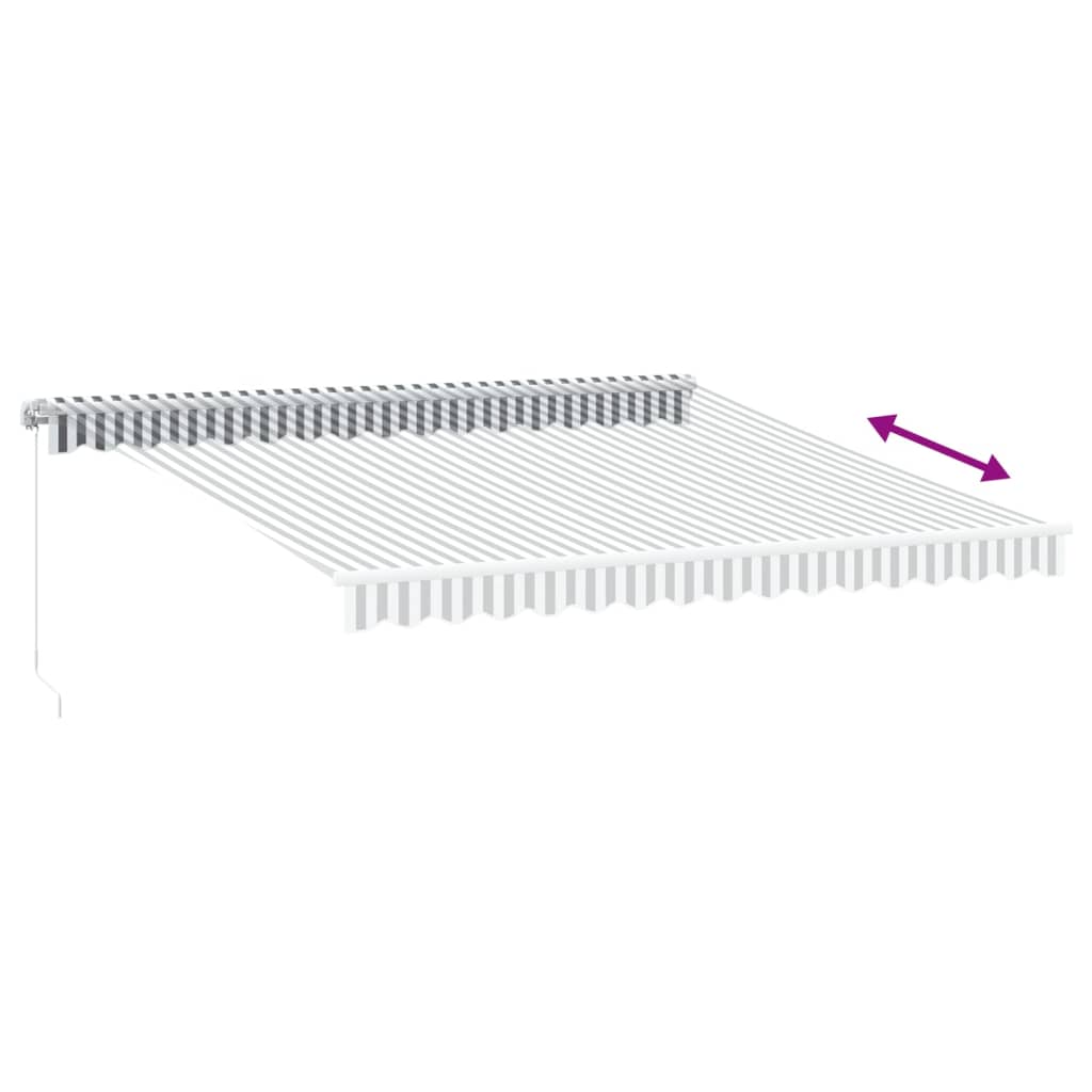 antracitszürke-fehér LED-es kézi napellenző 400 x 350 cm